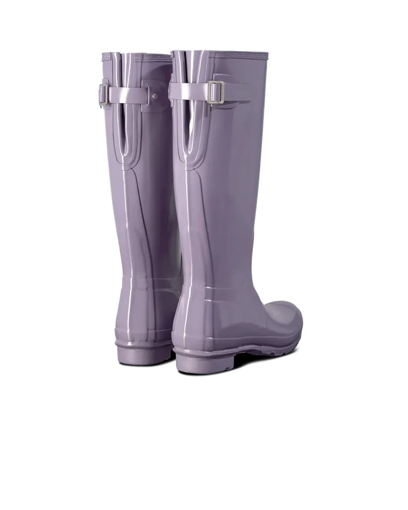 Hunter Ladies Original Tall Back Adjustable Wellingtons in Purple Gloss-2